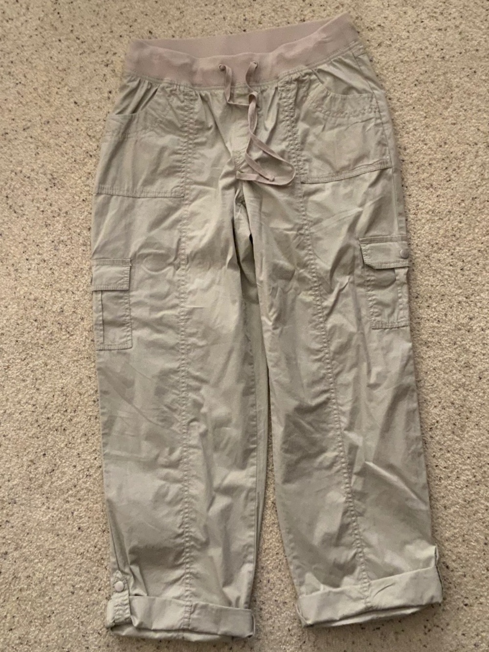 Basic Editions Womens Cargo Pants, Small, Beige/Tan